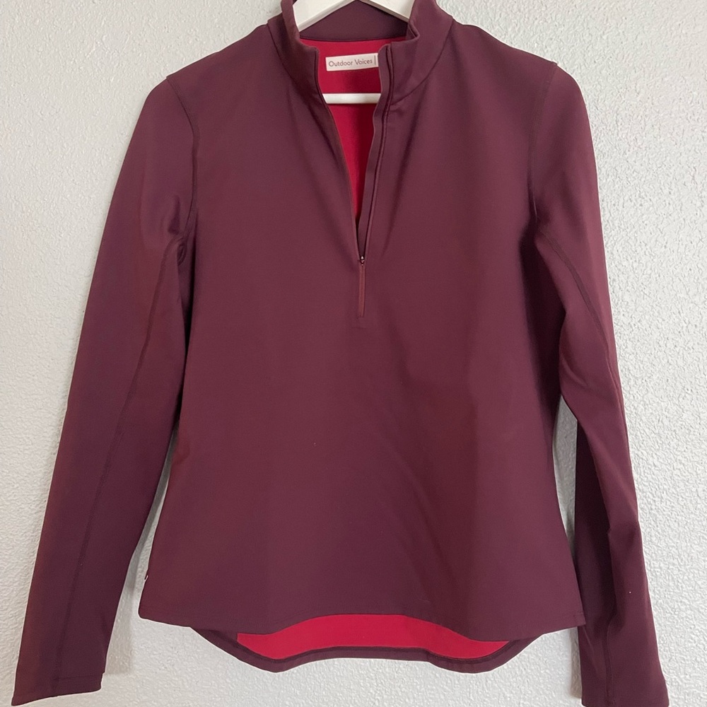 Outdoor Voices Burgandy Quarter-Zip Pullover